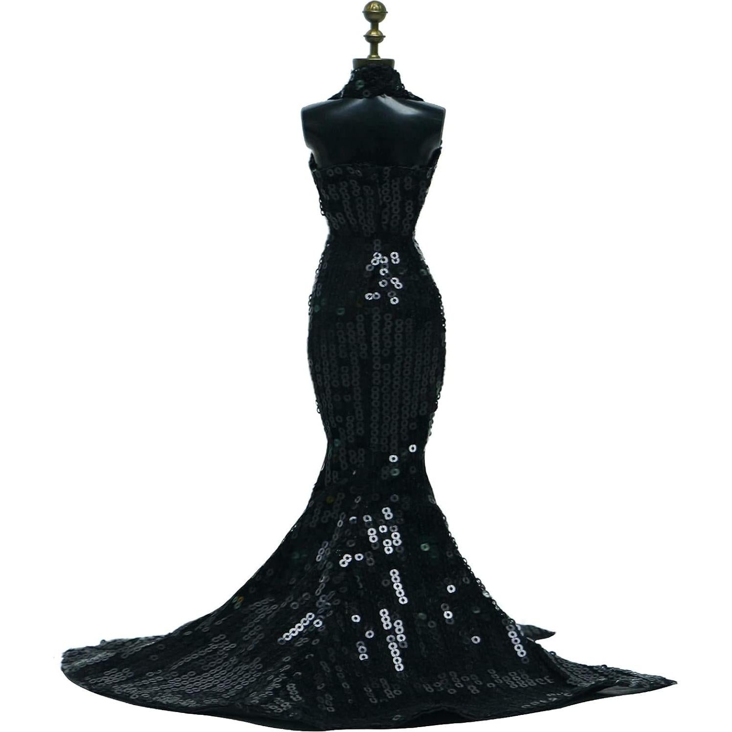 Vestido de Muñeca Hecho a Mano BLIJOLA con Lentejuelas Negras 29 cm