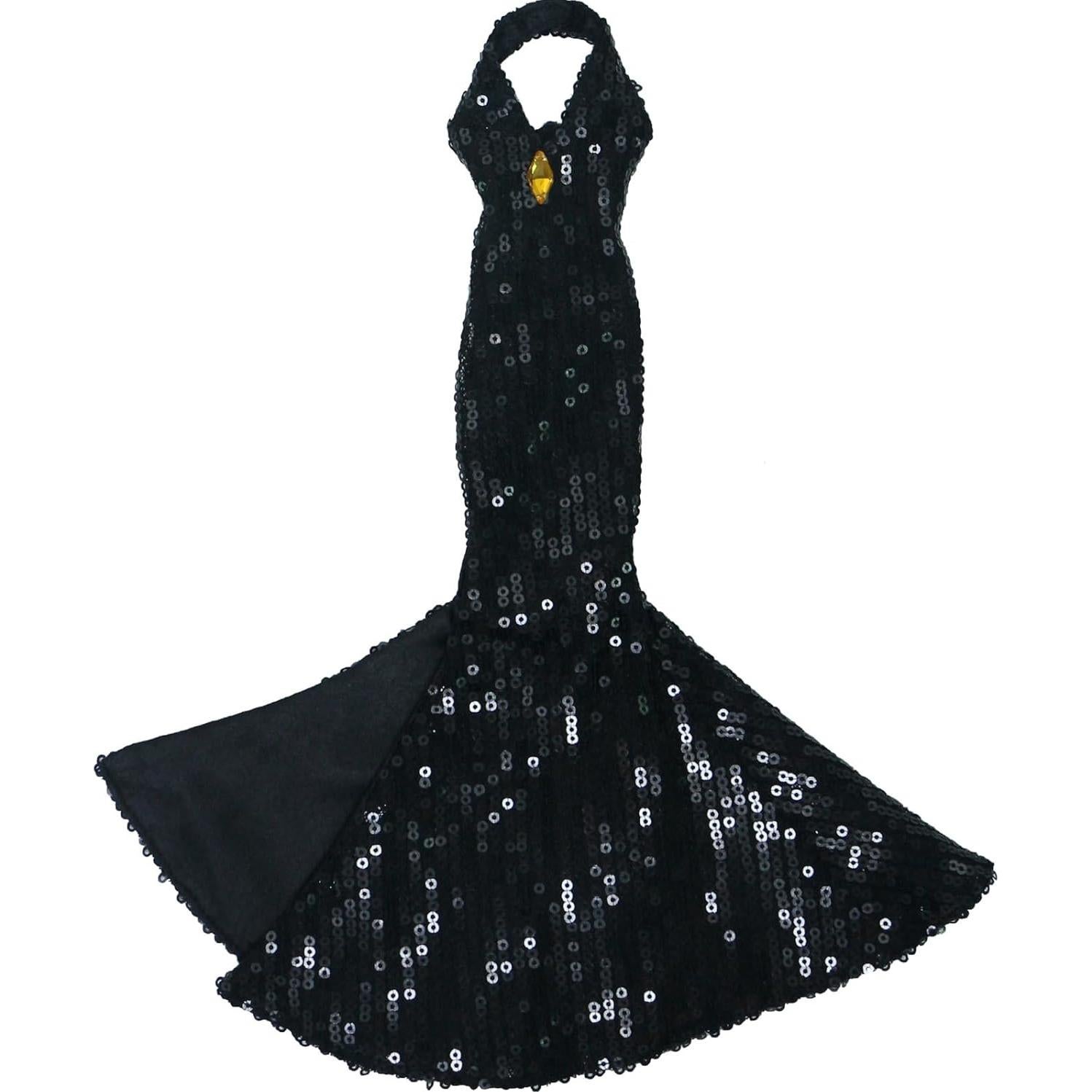 Vestido de Muñeca Hecho a Mano BLIJOLA con Lentejuelas Negras 29 cm