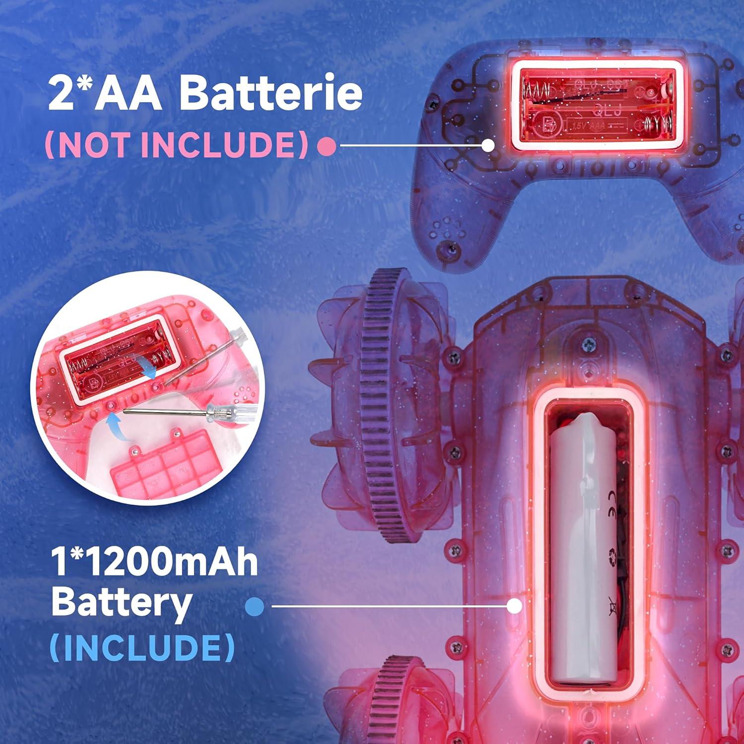 Coche Anfibio Control Remoto BEZGAR Rosa 17.5x13.5cm