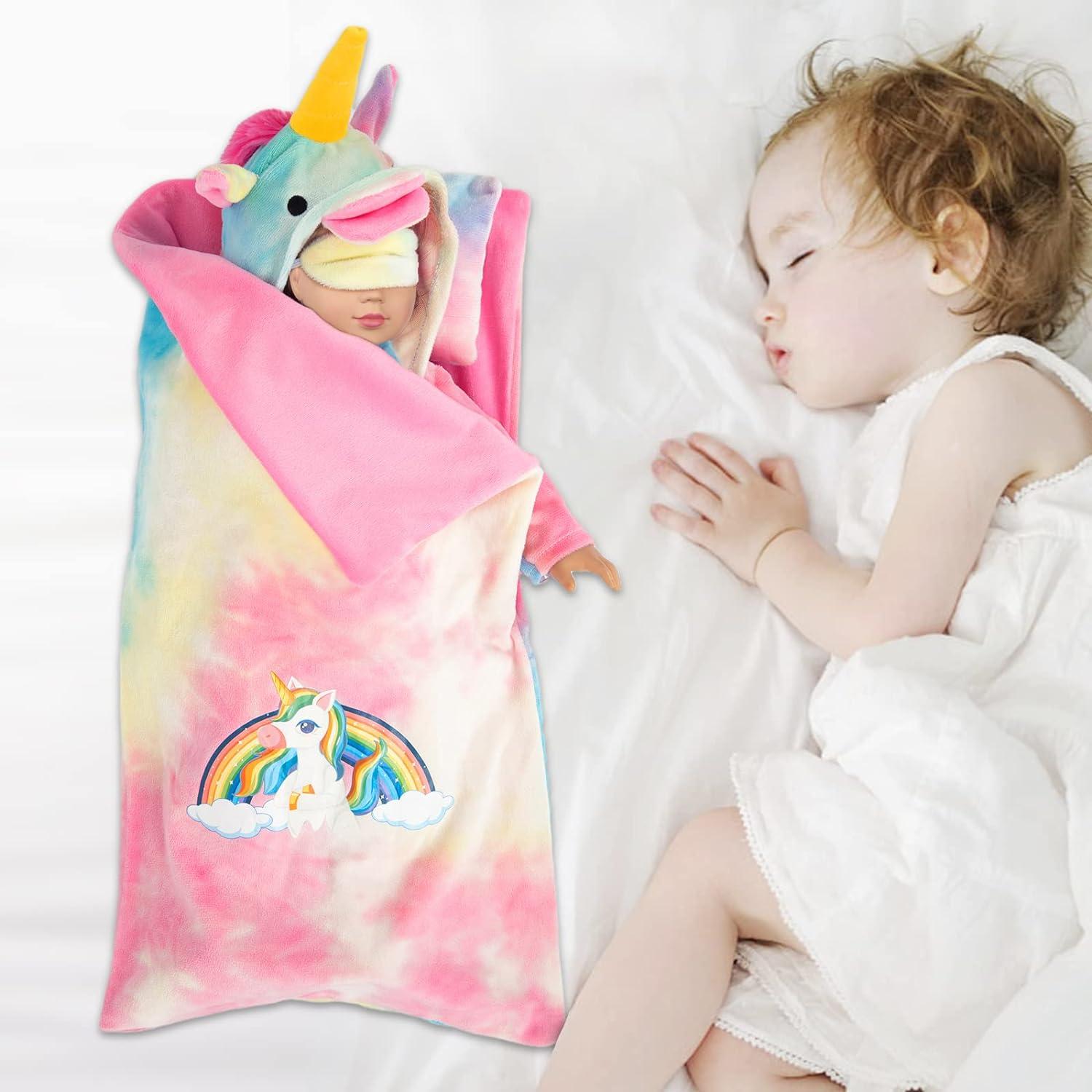 Ropa para muñecas 18" XFEYUE disfraz unicornio y bolsa dormir