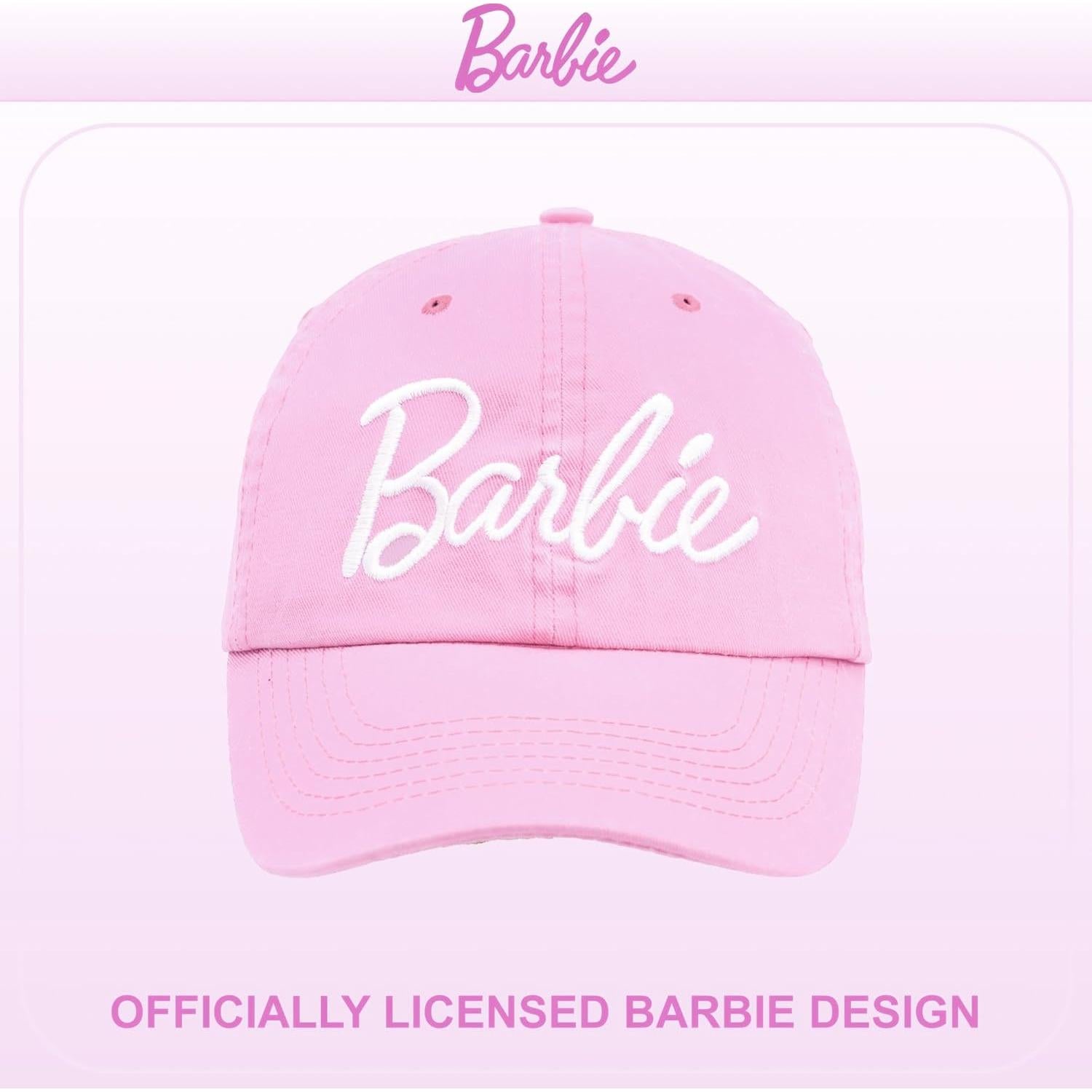Gorra de Algodón Suave para Mujeres Barbie Rosa Curvada
