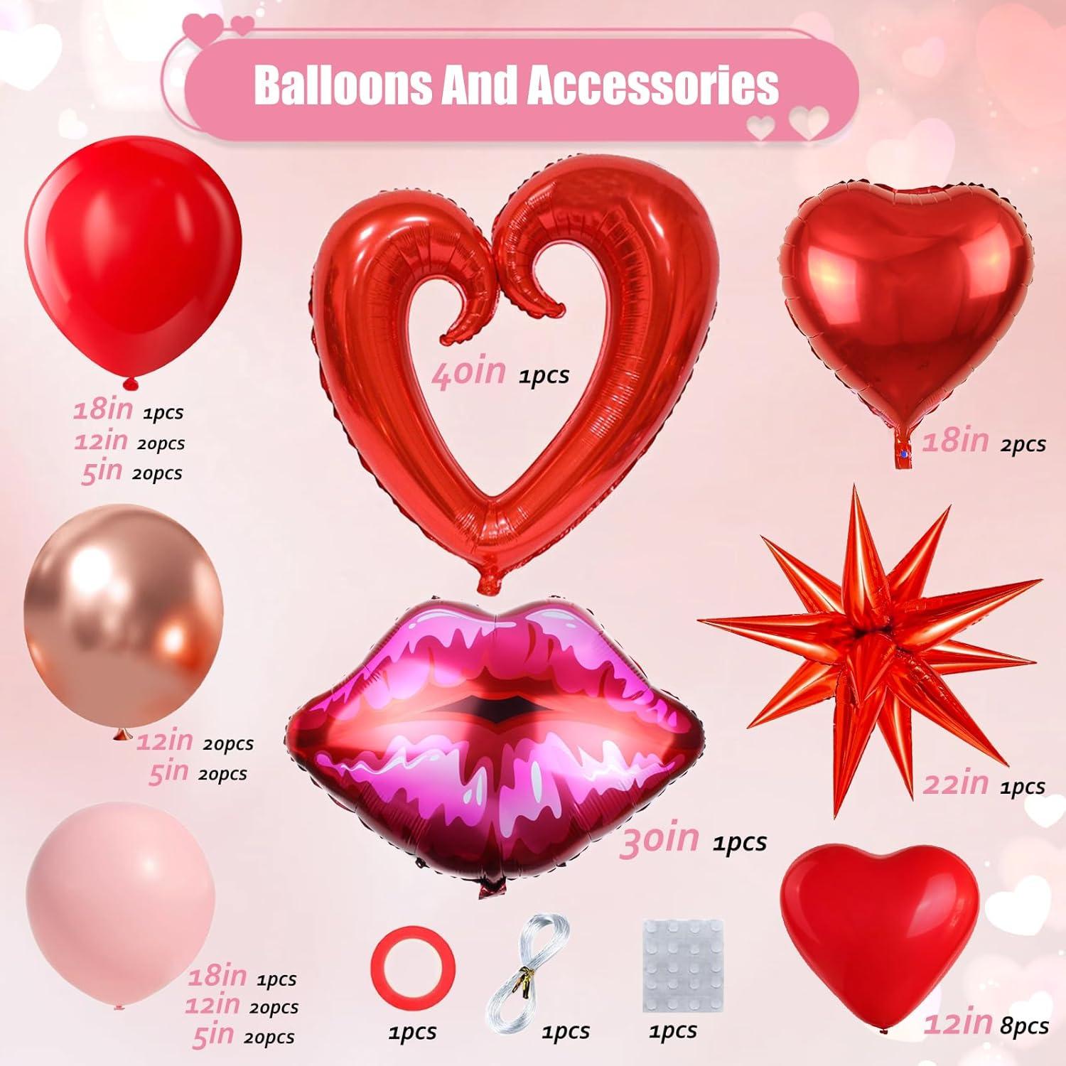 Arco de Globos Rosa Rojo Dorado KARLURE 138 Piezas Decoración Fiesta