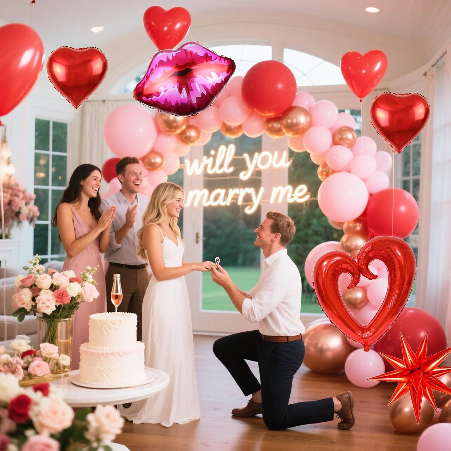 Arco de Globos Rosa Rojo Dorado KARLURE 138 Piezas Decoración Fiesta