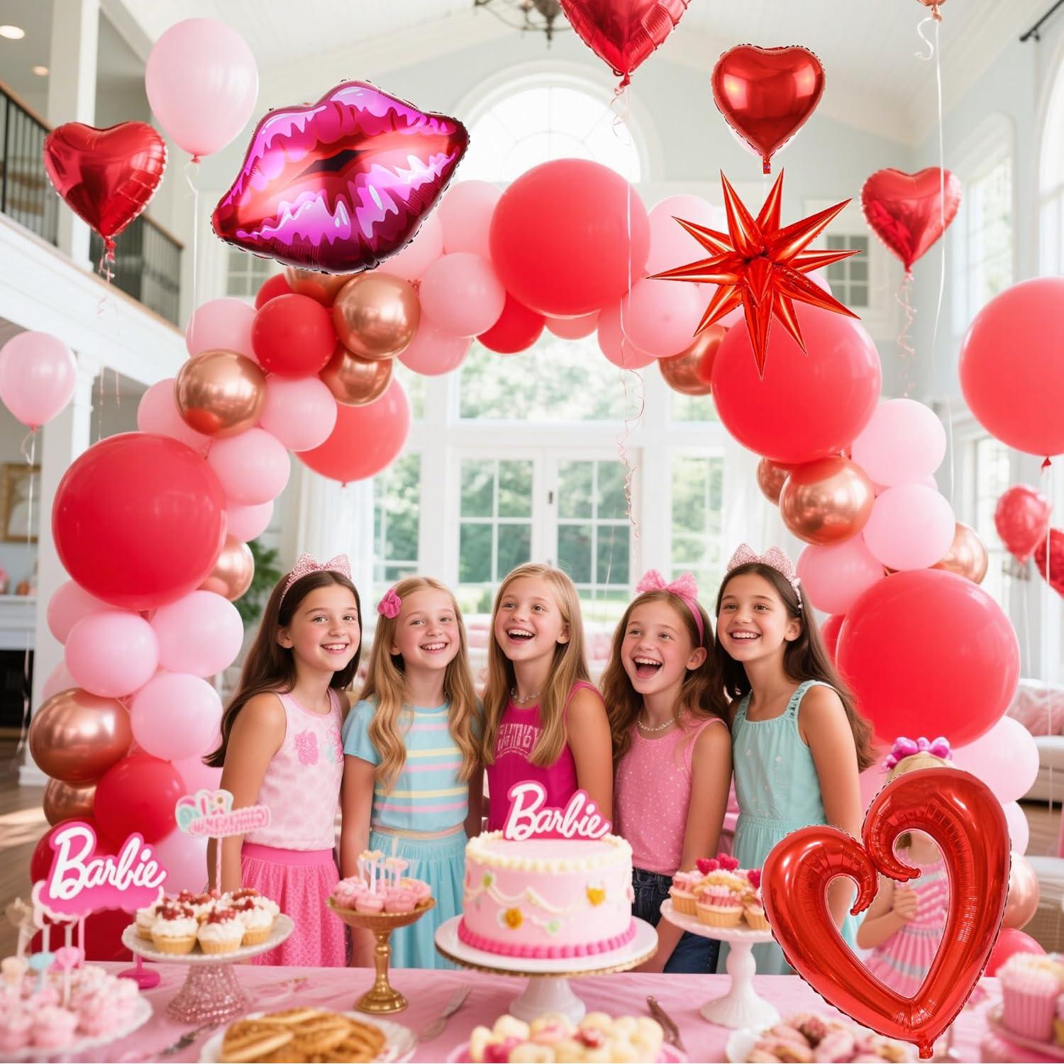 Arco de Globos Rosa Rojo Dorado KARLURE 138 Piezas Decoración Fiesta