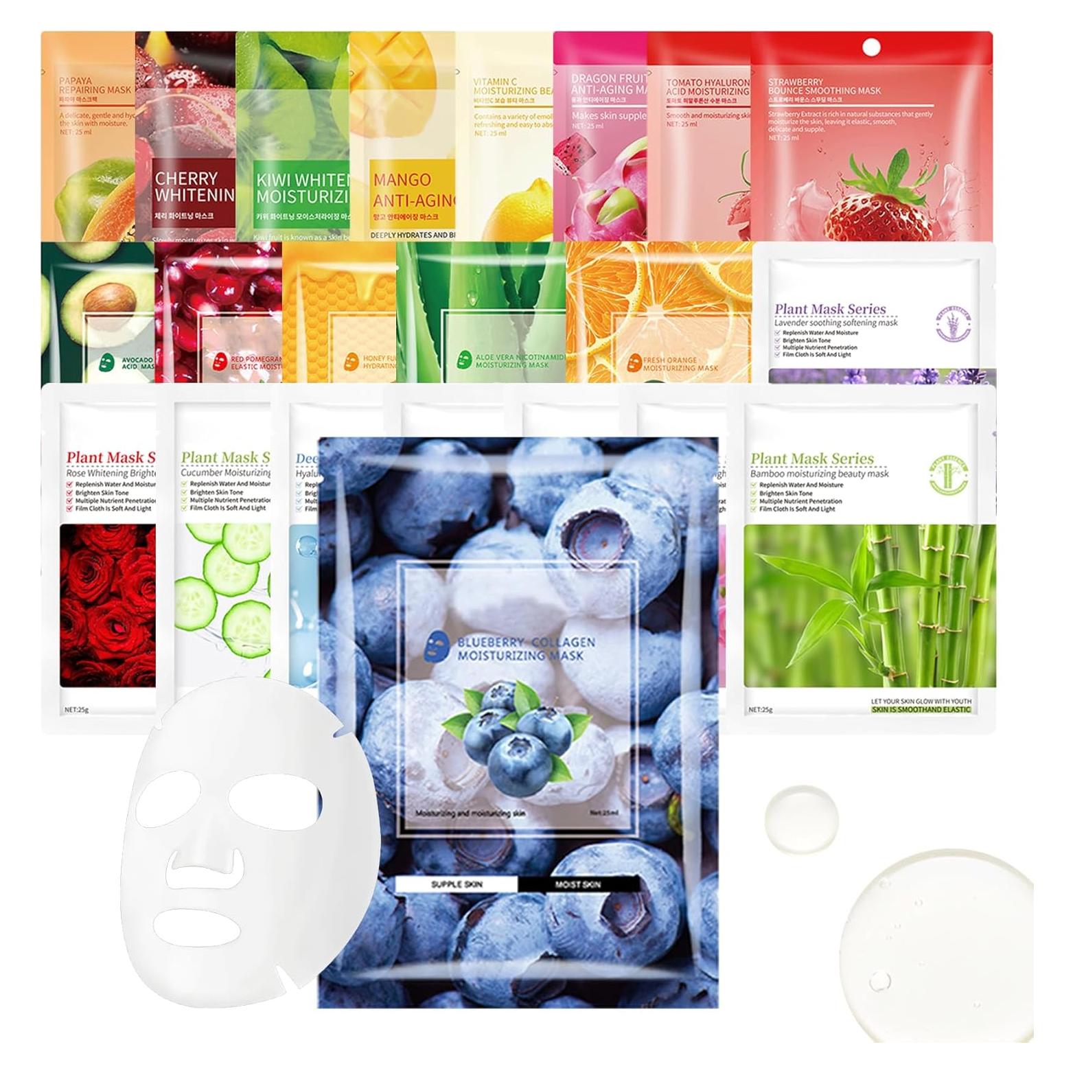 Conjunto de 22 Mascarillas Faciales Hidratantes LZYLLS