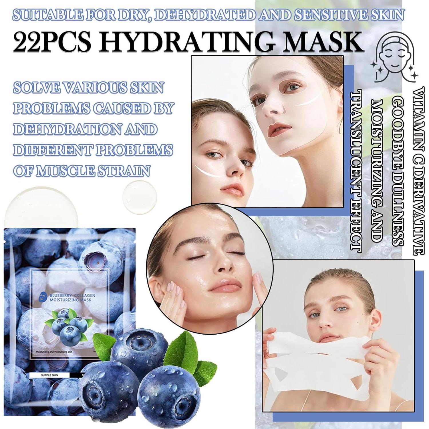 Conjunto de 22 Mascarillas Faciales Hidratantes LZYLLS