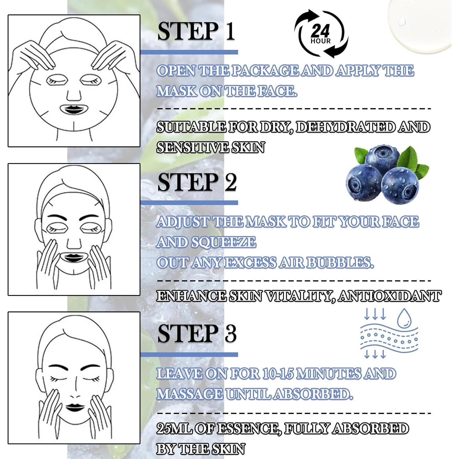 Conjunto de 22 Mascarillas Faciales Hidratantes LZYLLS