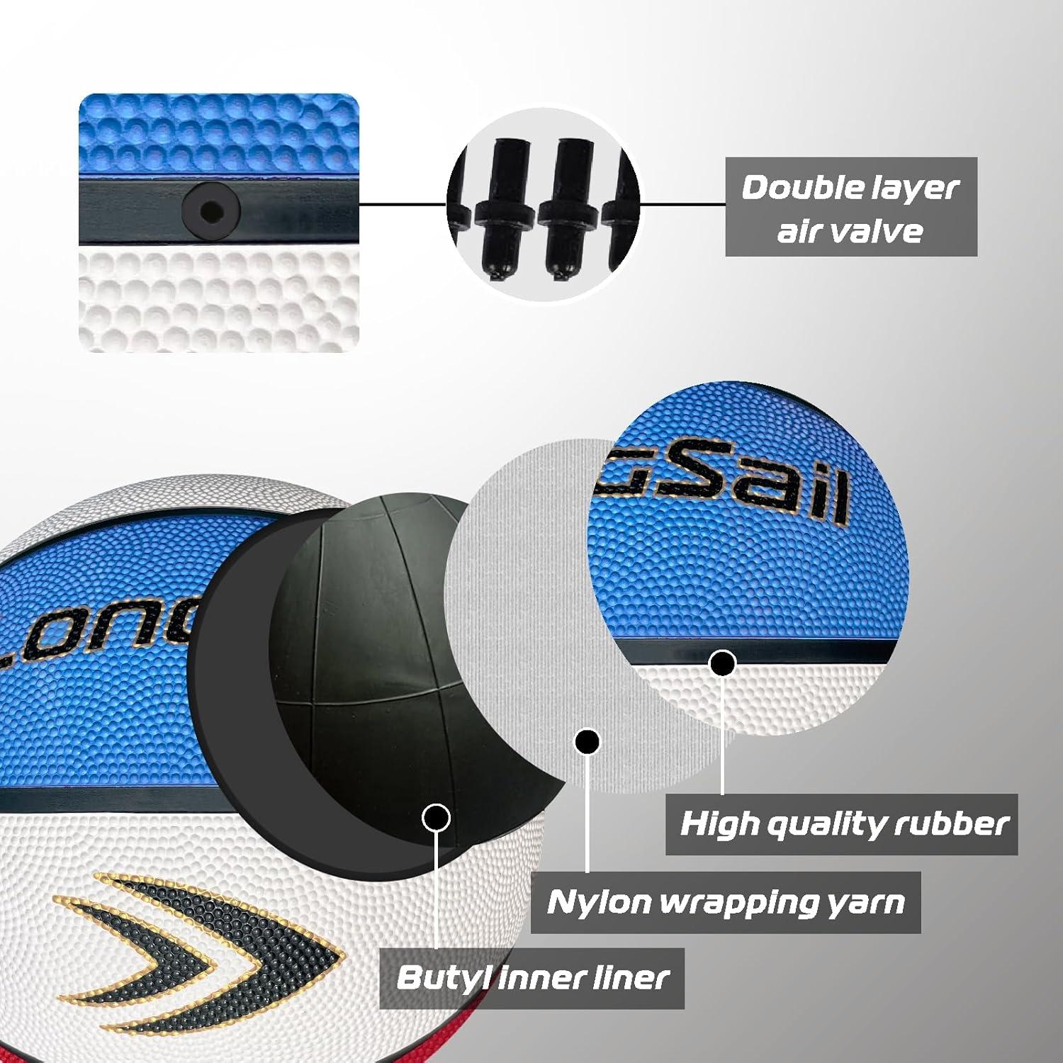 Balón de Baloncesto Longsail Tamaño 7 Goma 29.5 cm