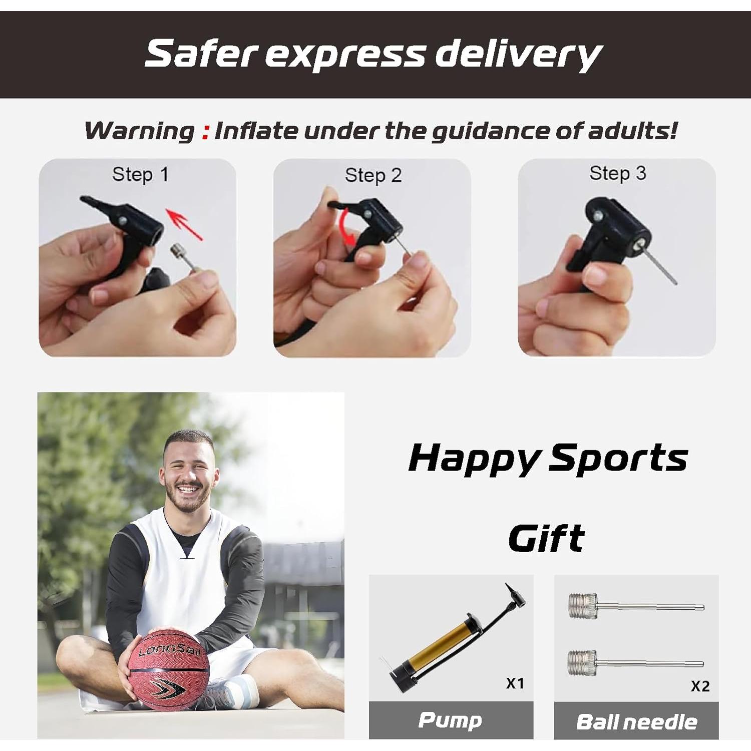 Balón de Baloncesto Longsail Tamaño 7 Goma 29.5 cm