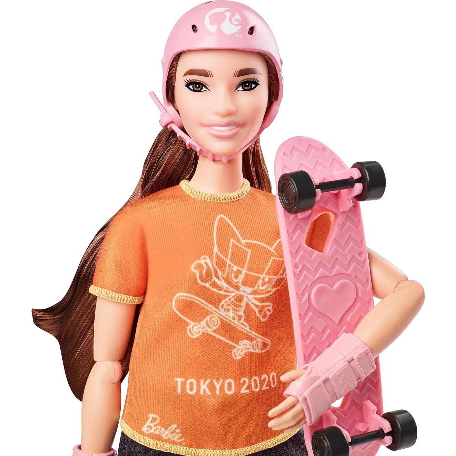 Muñeca Patinadora Barbie Tokio 2020 con Medalla y Patineta