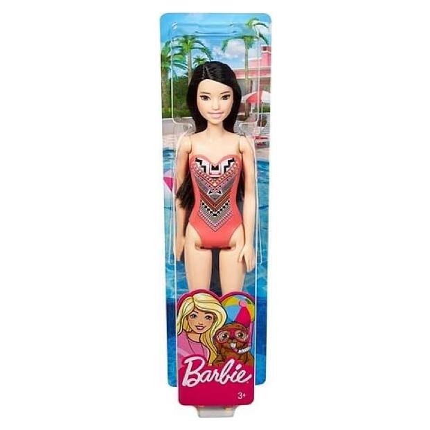 Muñeca Barbie Morena con Traje de Baño Rosa - Mattel