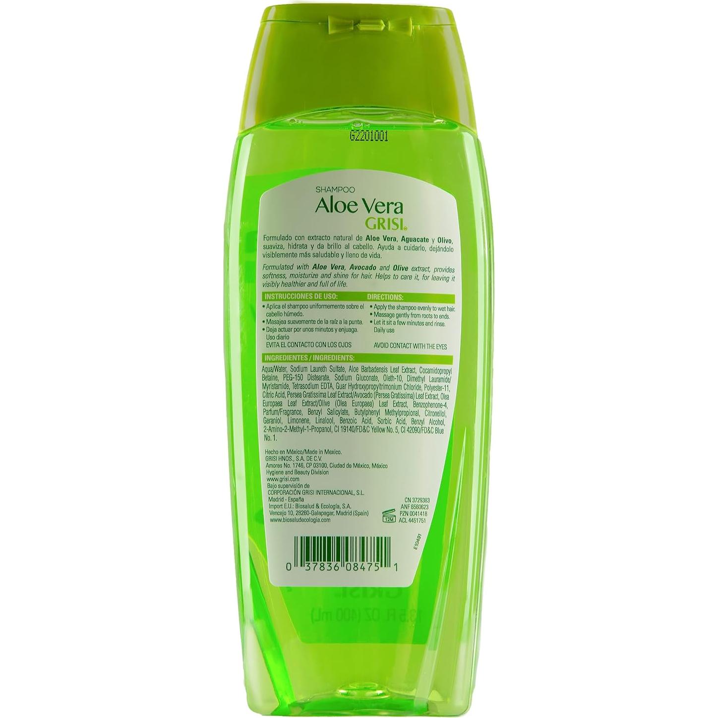 Champú Grisi Aloe Vera Hidratante 2x400ml Libre de Parabenos