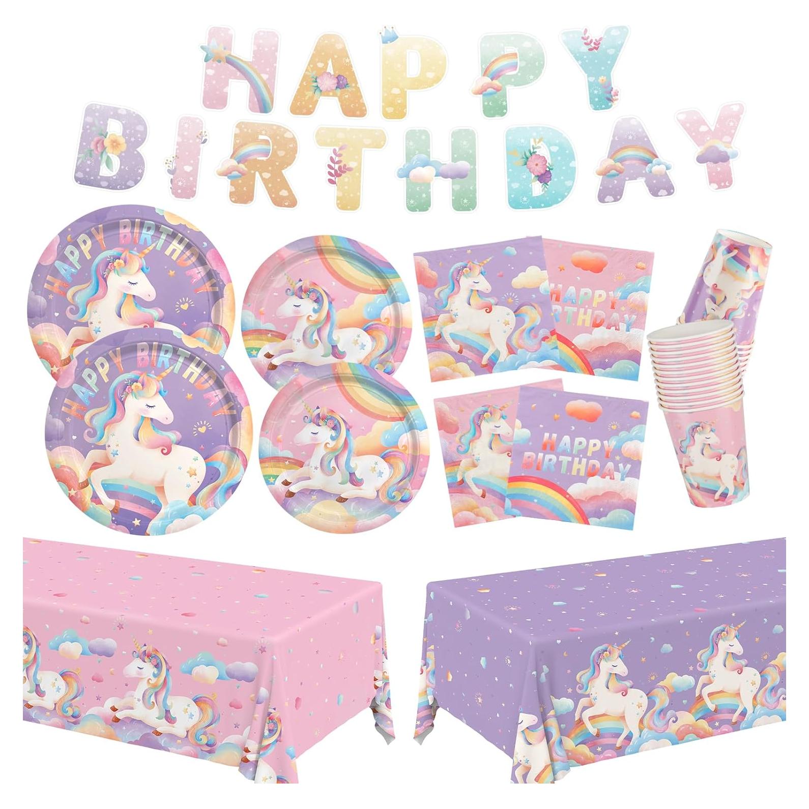 Kit de Fiesta de Cumpleaños Unicornio Gatherfun para 24 Invitados