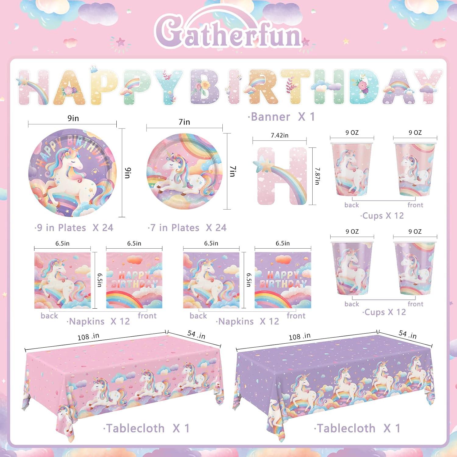 Kit de Fiesta de Cumpleaños Unicornio Gatherfun para 24 Invitados