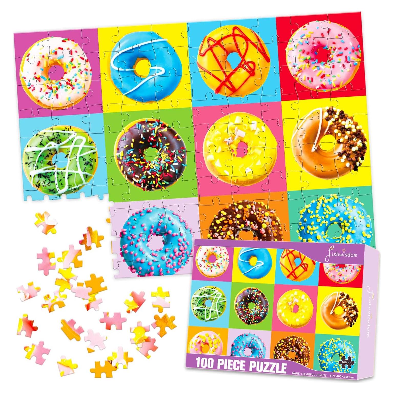 Rompecabezas de 100 Piezas Donas Fishwisdom 40x30 cm