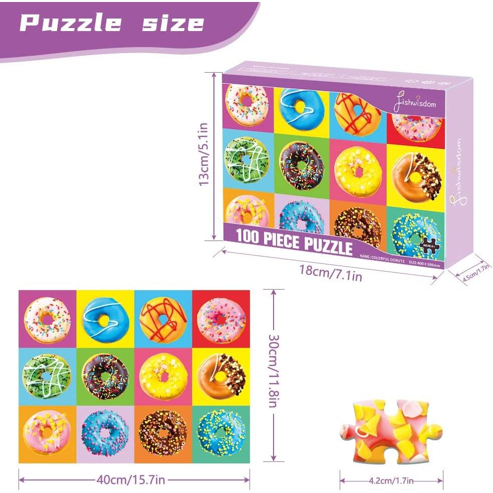Rompecabezas de 100 Piezas Donas Fishwisdom 40x30 cm