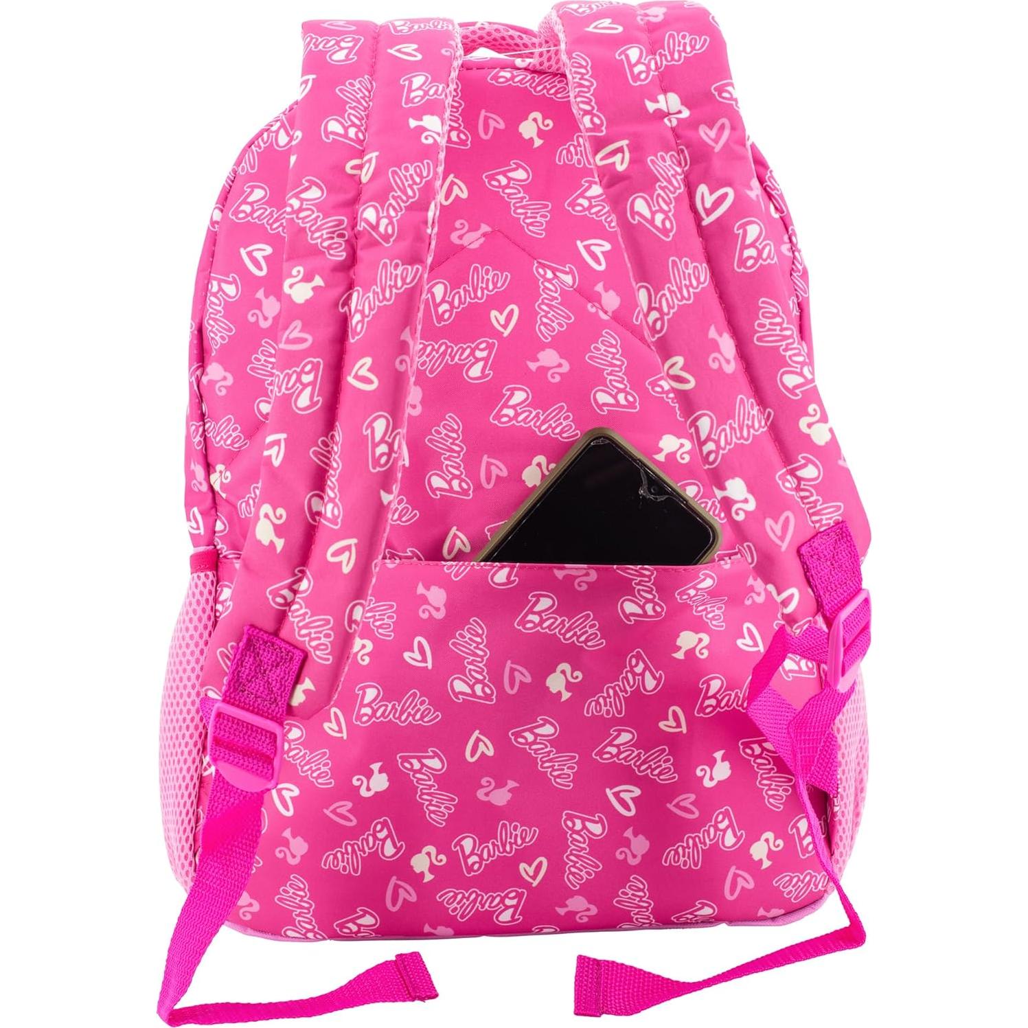 Mochila Escolar Barbie para Niñas 40.64 cm Rosa con Bolsillos