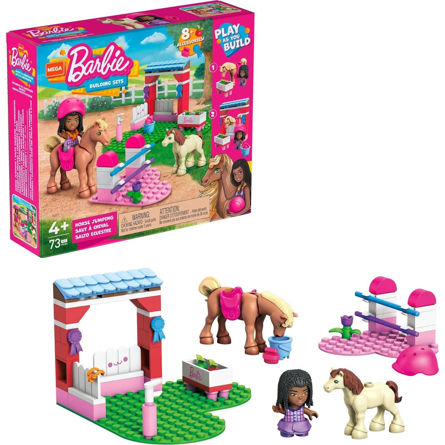 Set de Construcción Mega Barbie Salto de Caballo con 73 Piezas