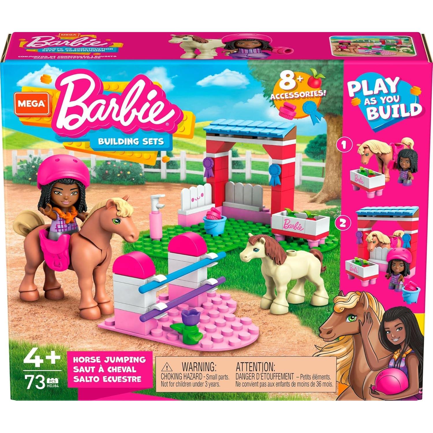 Set de Construcción Mega Barbie Salto de Caballo con 73 Piezas