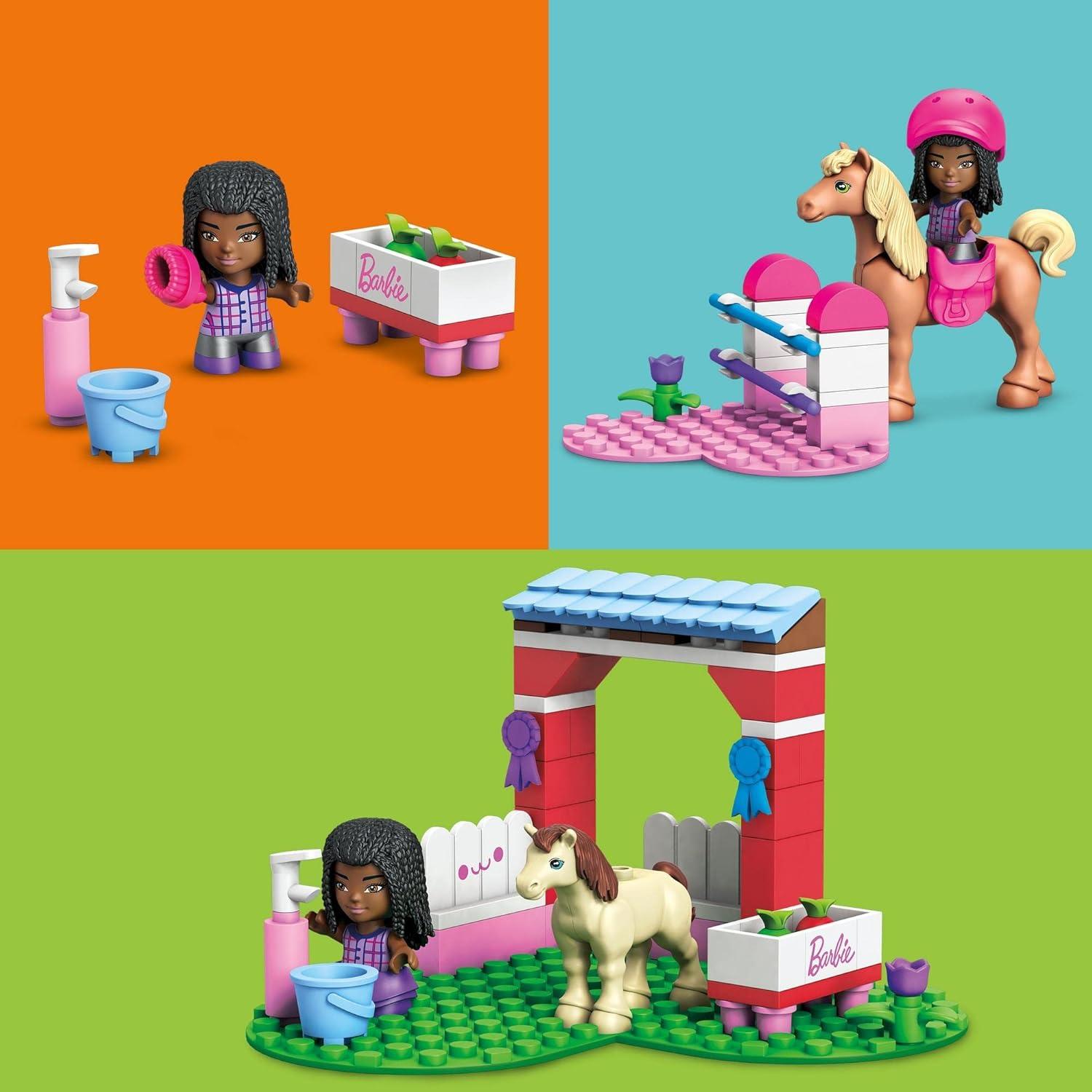 Set de Construcción Mega Barbie Salto de Caballo con 73 Piezas