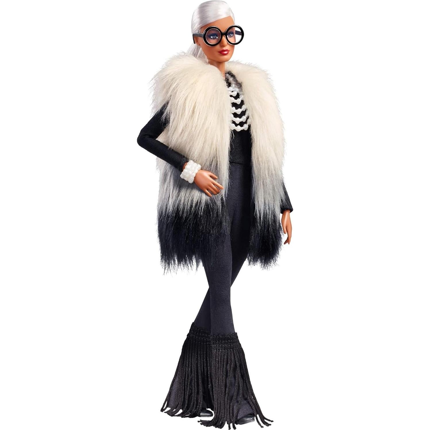 Muñeca Barbie Iris Apfel Coleccionista con Chaleco Multicolor