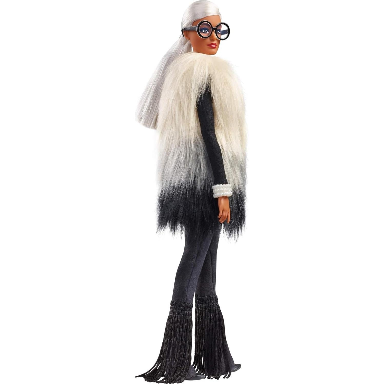 Muñeca Barbie Iris Apfel Coleccionista con Chaleco Multicolor