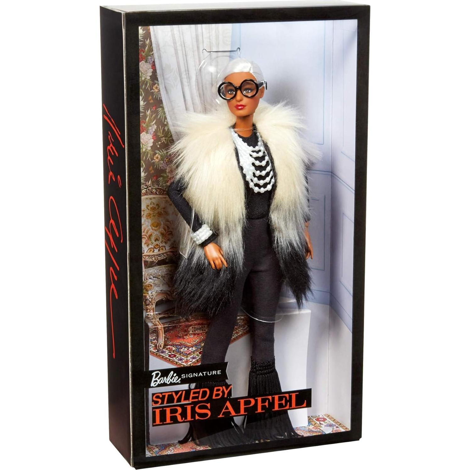 Muñeca Barbie Iris Apfel Coleccionista con Chaleco Multicolor