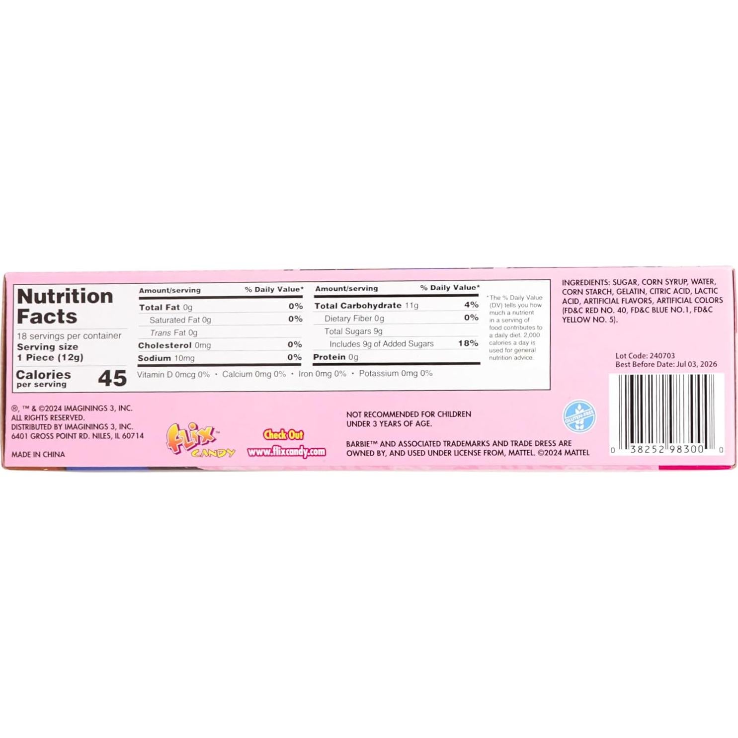 Anillos de Lollipop Barbie - 18 Unidades, Sabor Frutal