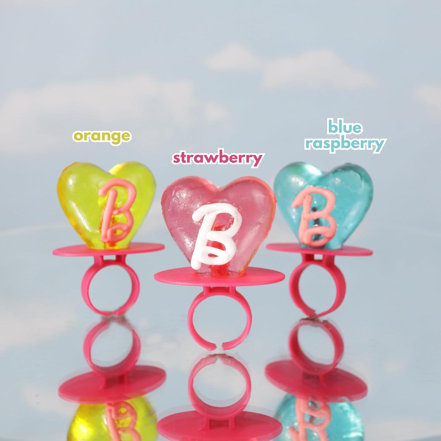 Anillos de Lollipop Barbie - 18 Unidades, Sabor Frutal