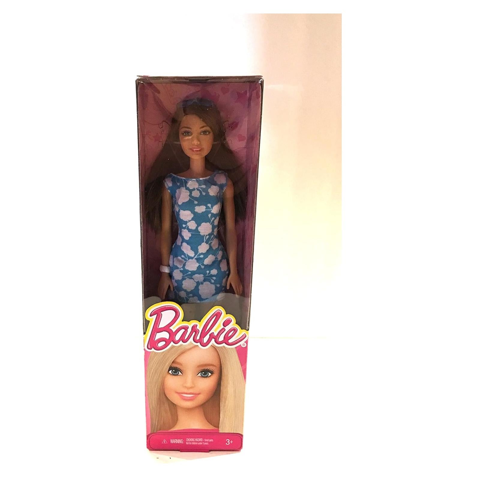 Muñeca Barbie Morena DMP24 con Vestido Azul y Zapatos