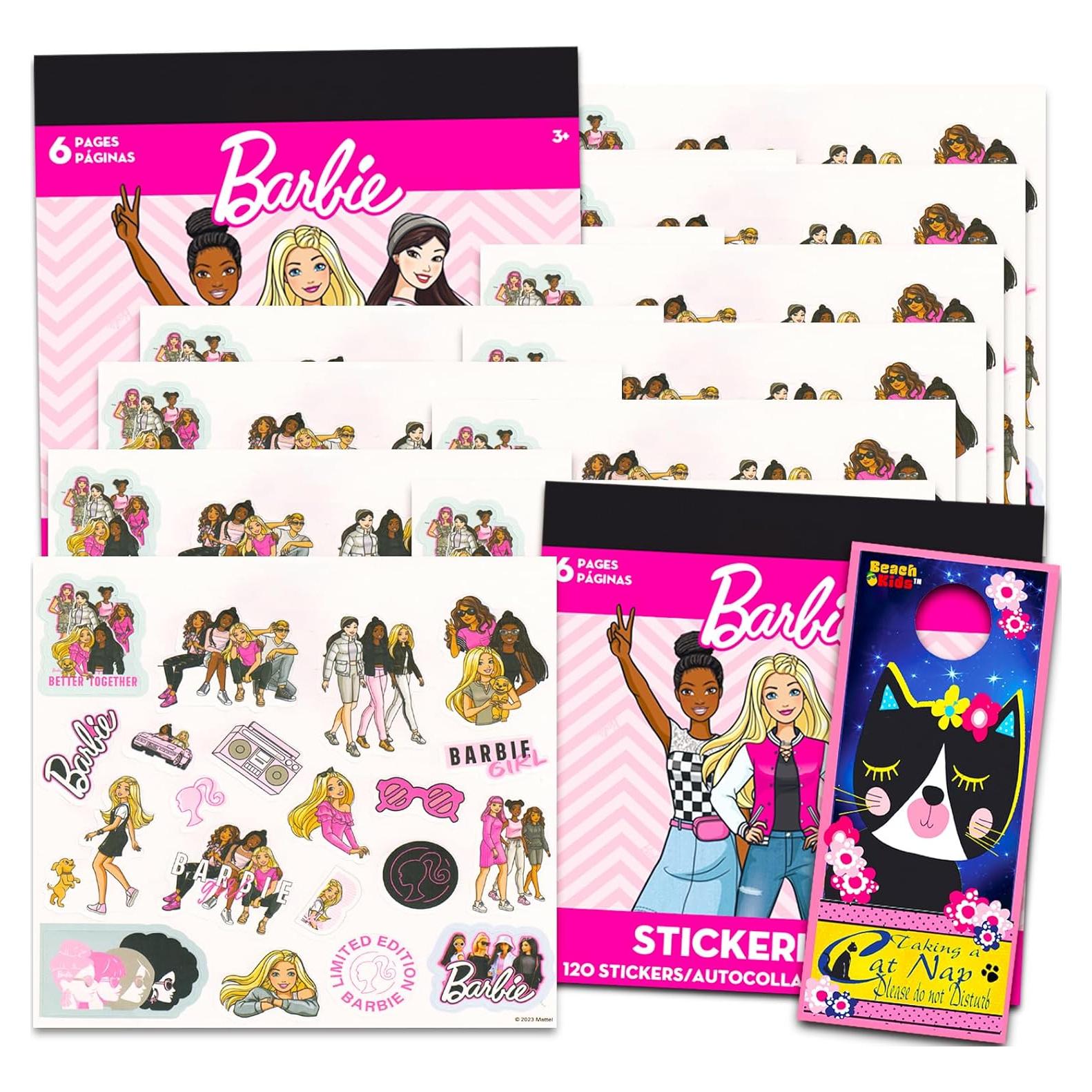Conjunto de Stickers de Barbie - 12 Hojas para Niñas
