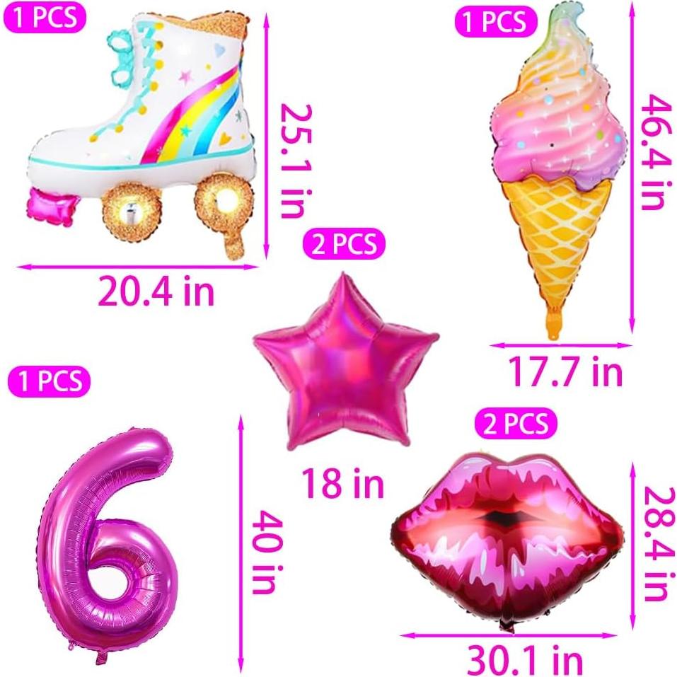 Set de 7 Globos de Fiesta Rosa Fucsia para Niña - MOHLX