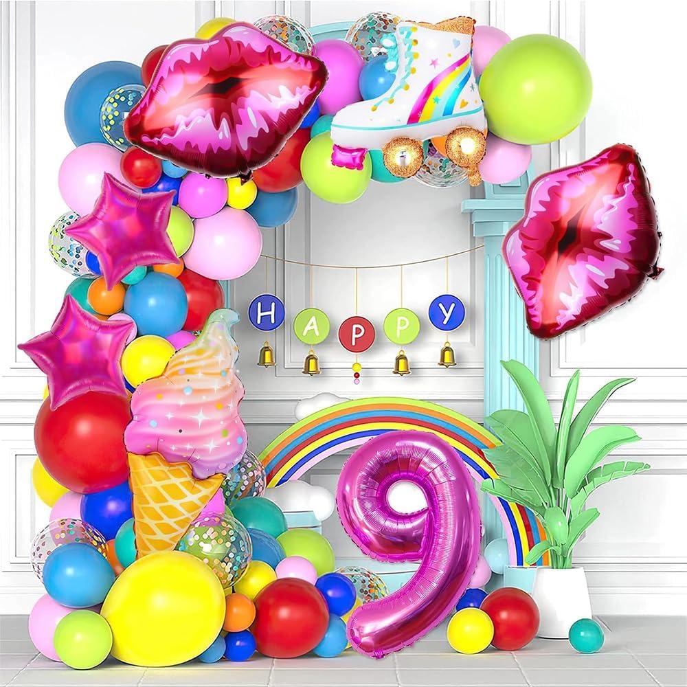 Set de 7 Globos de Fiesta Rosa Fucsia para Niña - MOHLX