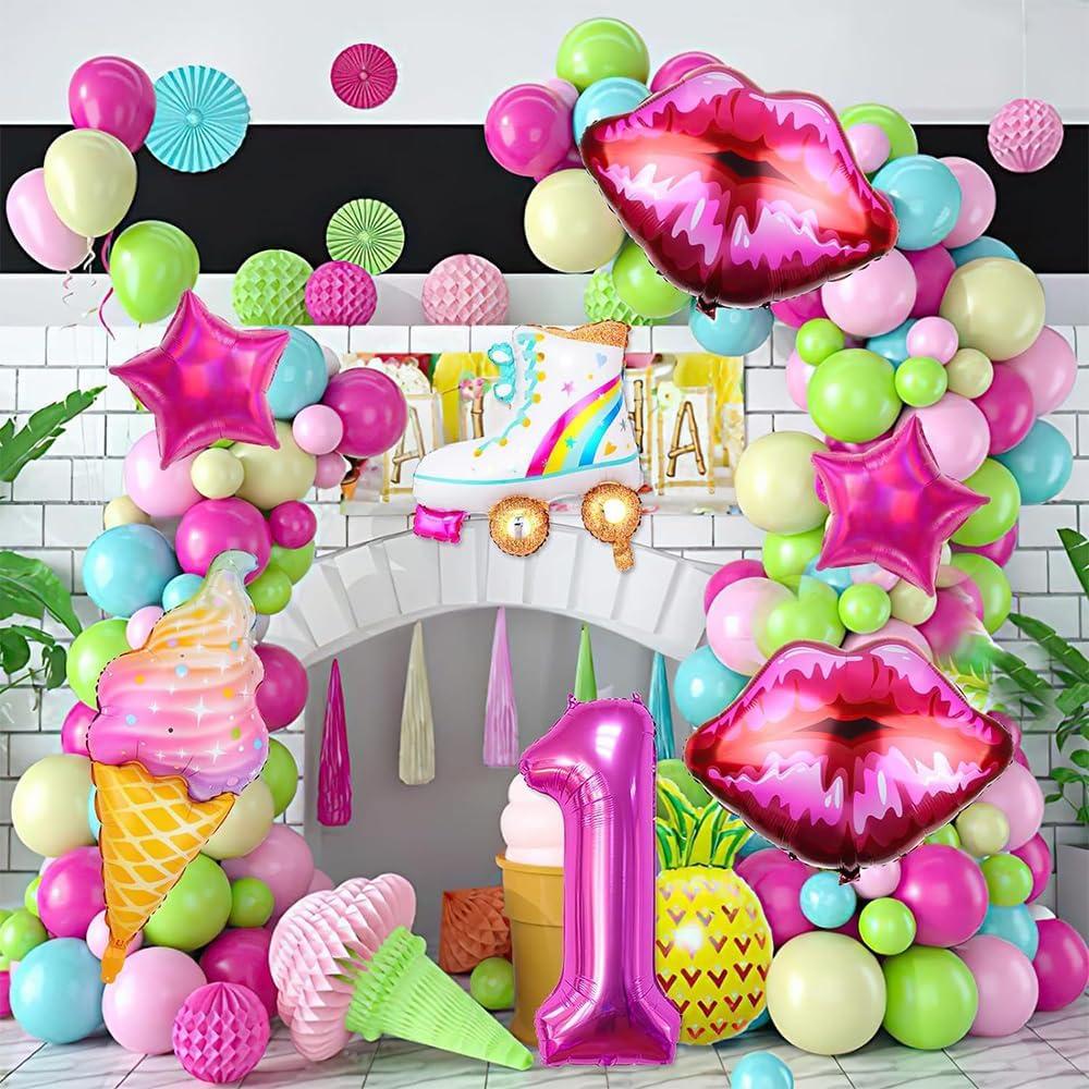 Set de 7 Globos de Fiesta Rosa Fucsia para Niña - MOHLX