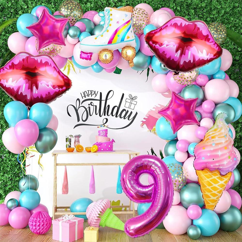 Set de 7 Globos de Fiesta Rosa Fucsia para Niña - MOHLX