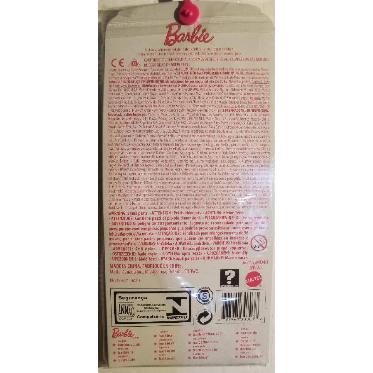 Vestido de lunares rosa y negro Barbie con zapatos y bolso