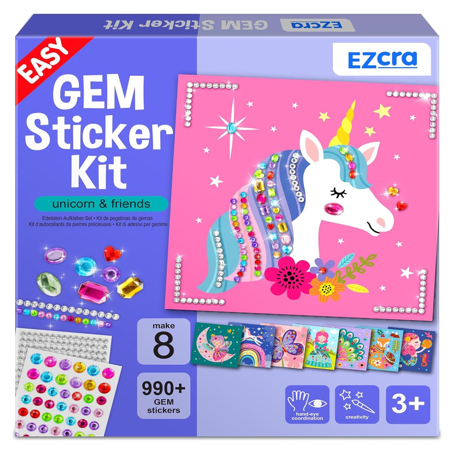 Kit de Stickers de Gemas EZCRA - 990+ Stickers para Niños 3-8 Años