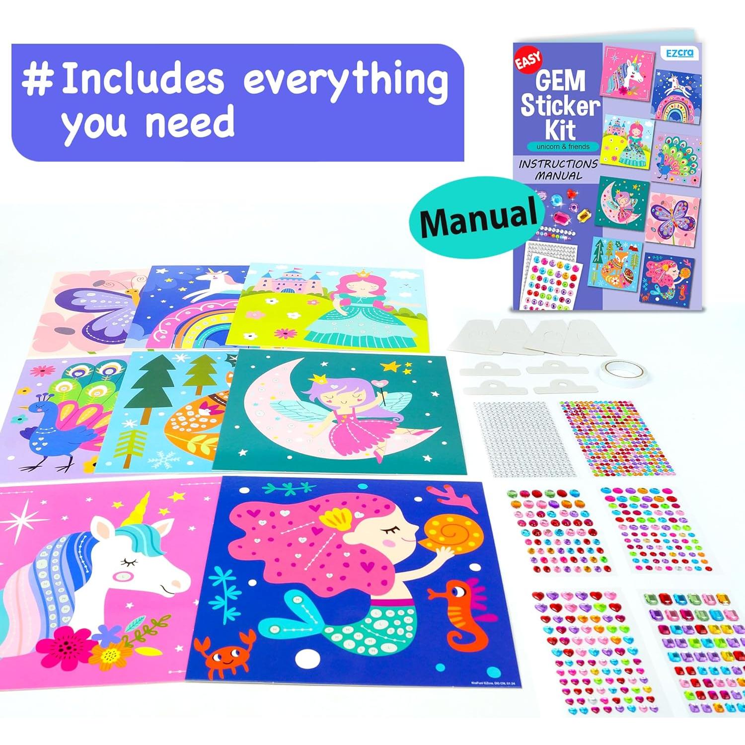 Kit de Stickers de Gemas EZCRA - 990+ Stickers para Niños 3-8 Años