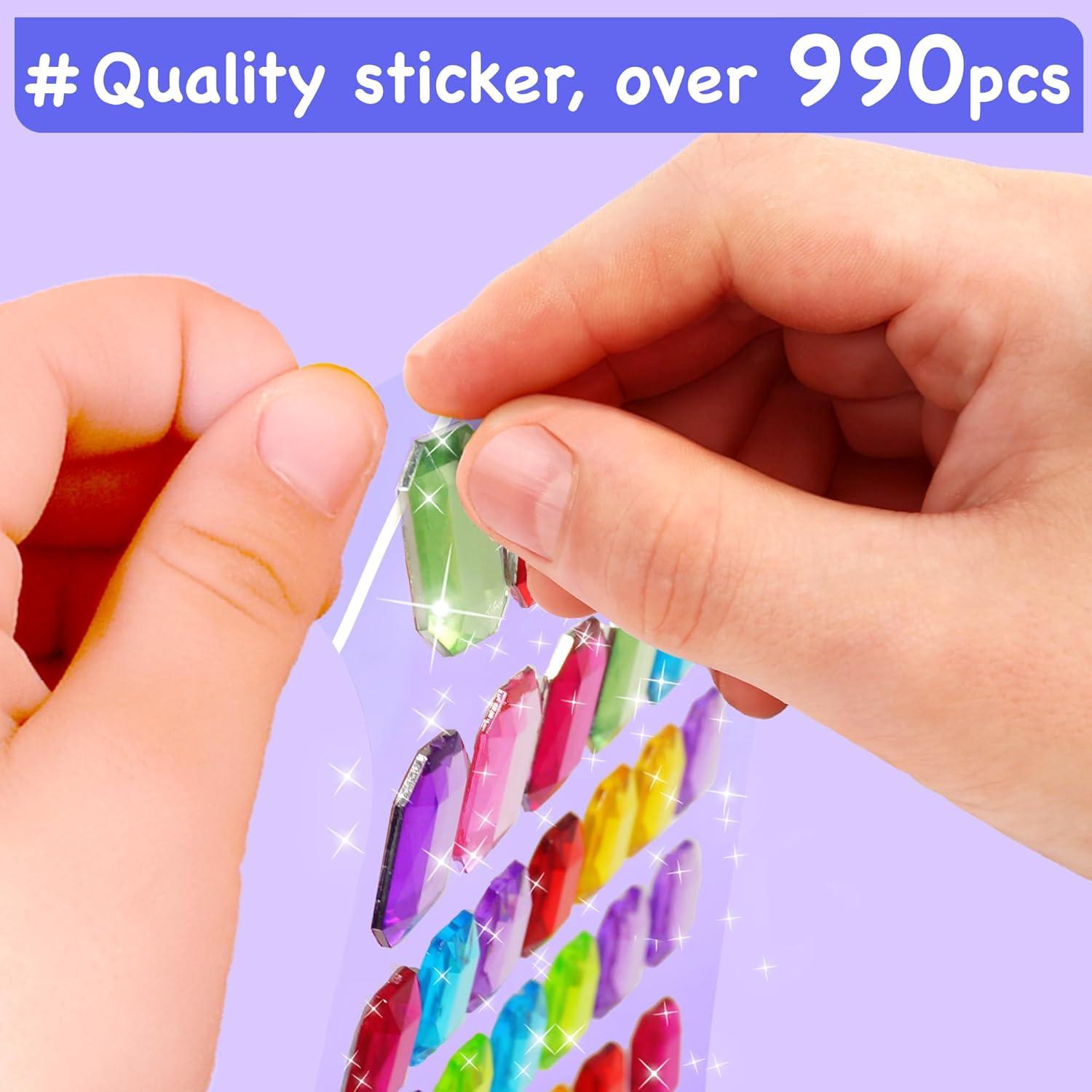 Kit de Stickers de Gemas EZCRA - 990+ Stickers para Niños 3-8 Años