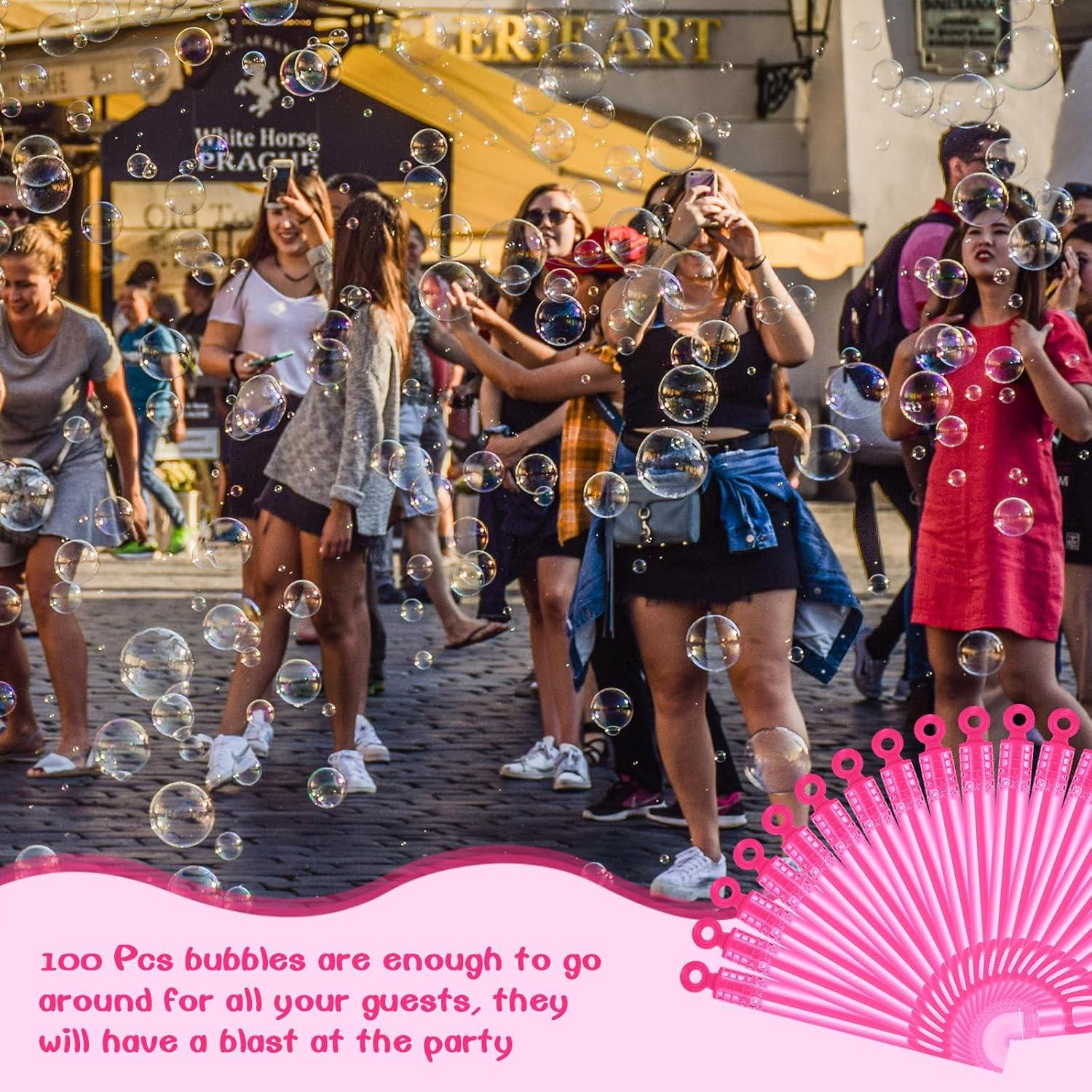 Shappy 100 Mini Varitas de Burbujas Rosadas para Niños