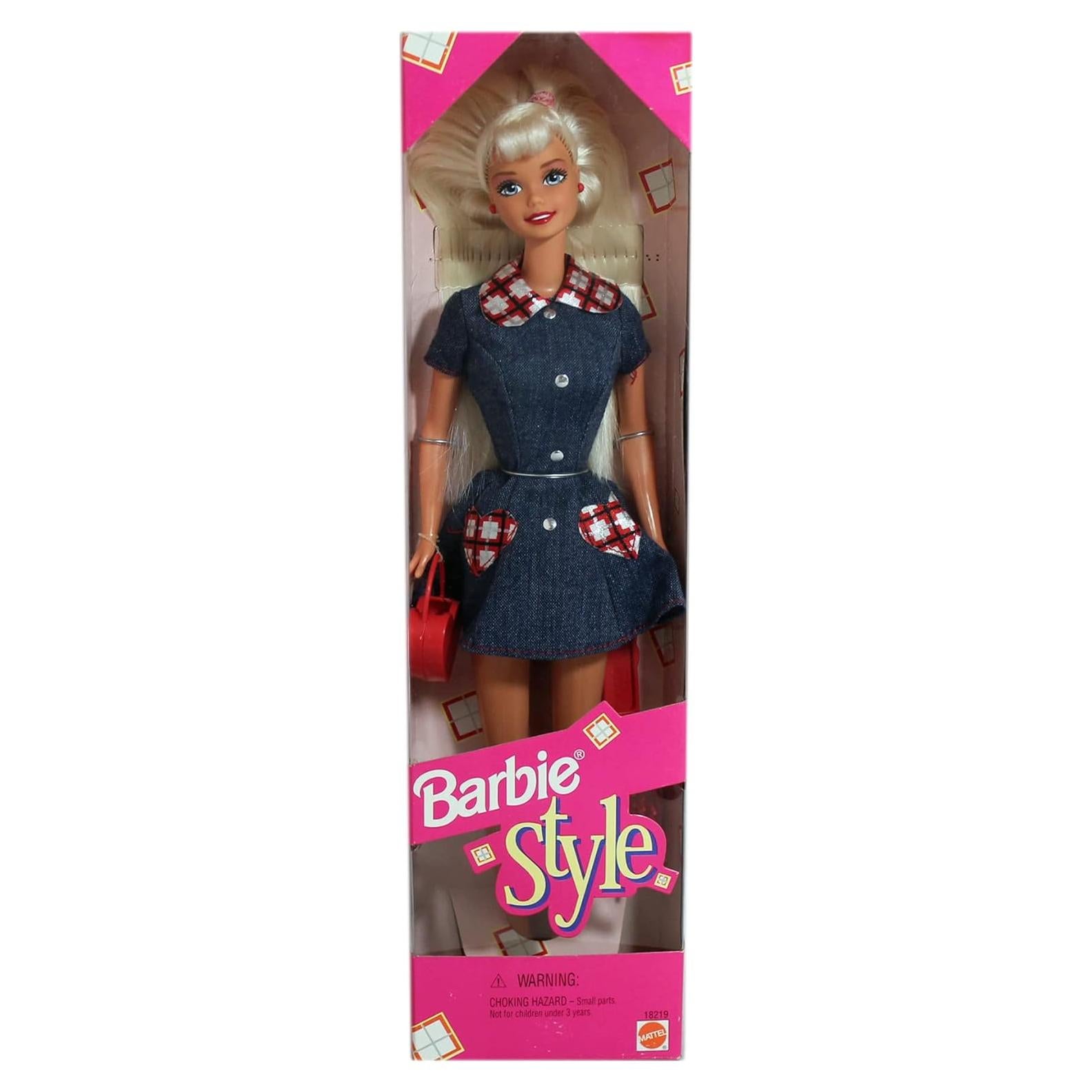 Muñeca Barbie Rubia Mattel 1997 con Vestido de Mezclilla