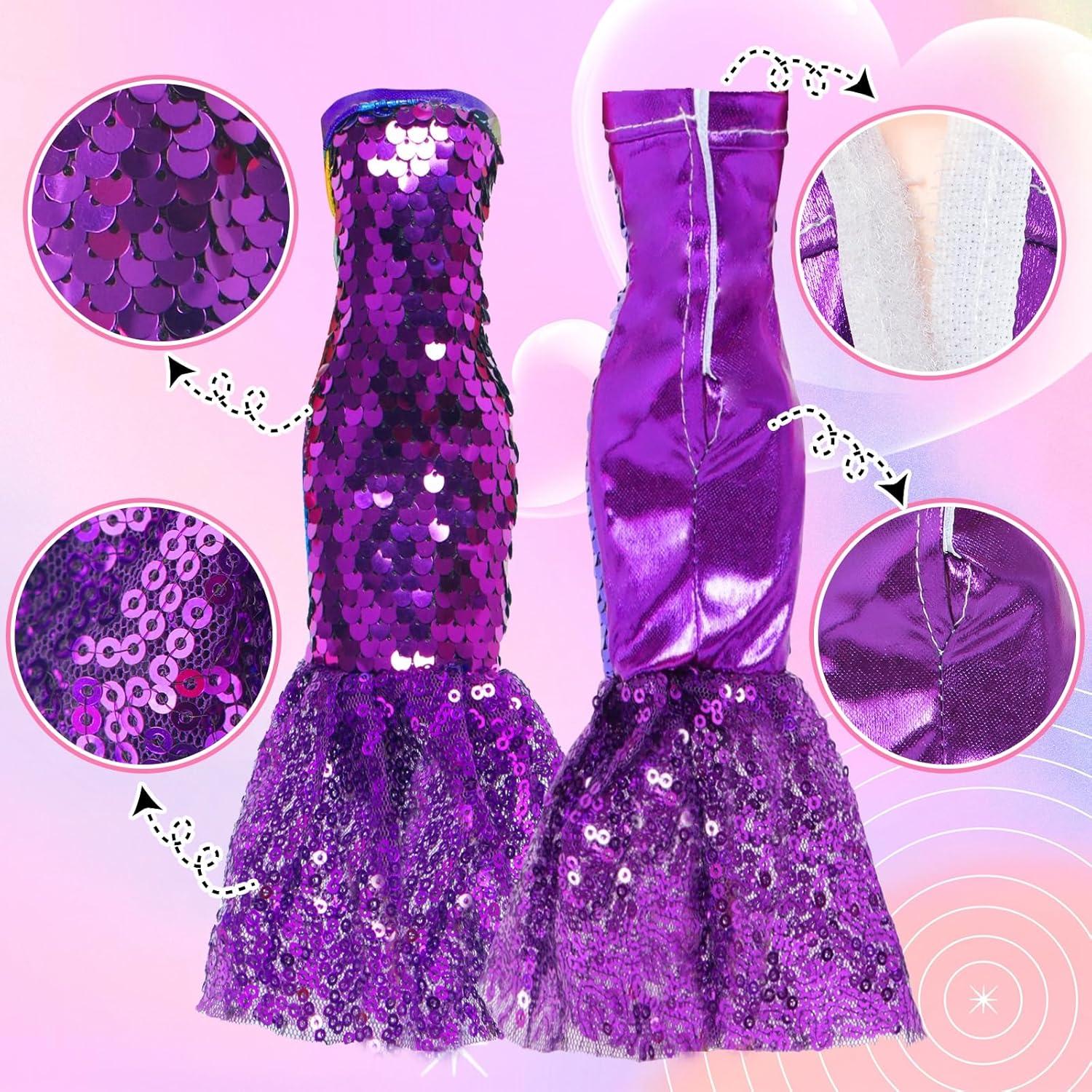 Conjunto de Ropa de Muñeca BLIJOLA 5 Vestidos Lentejuelas 29 cm