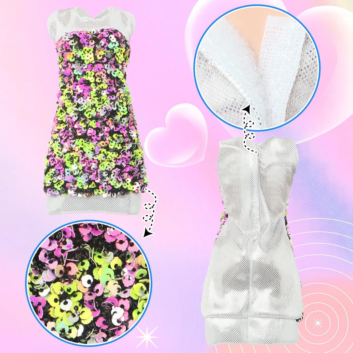 Conjunto de Ropa de Muñeca BLIJOLA 5 Vestidos Lentejuelas 29 cm