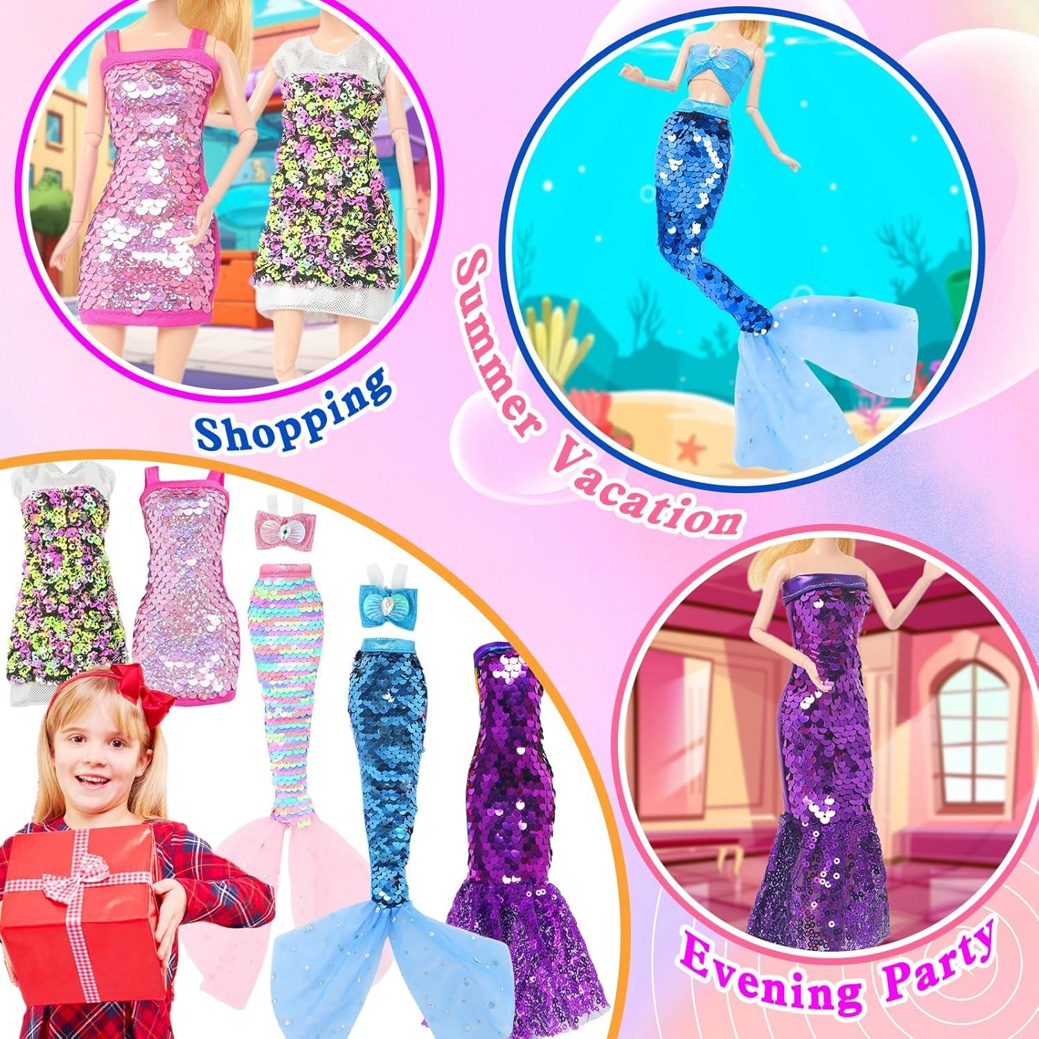 Conjunto de Ropa de Muñeca BLIJOLA 5 Vestidos Lentejuelas 29 cm