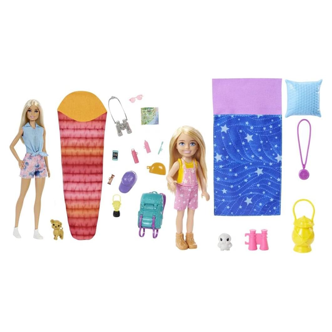 Muñeca Barbie Malibu Camping con Cachorro y Accesorios