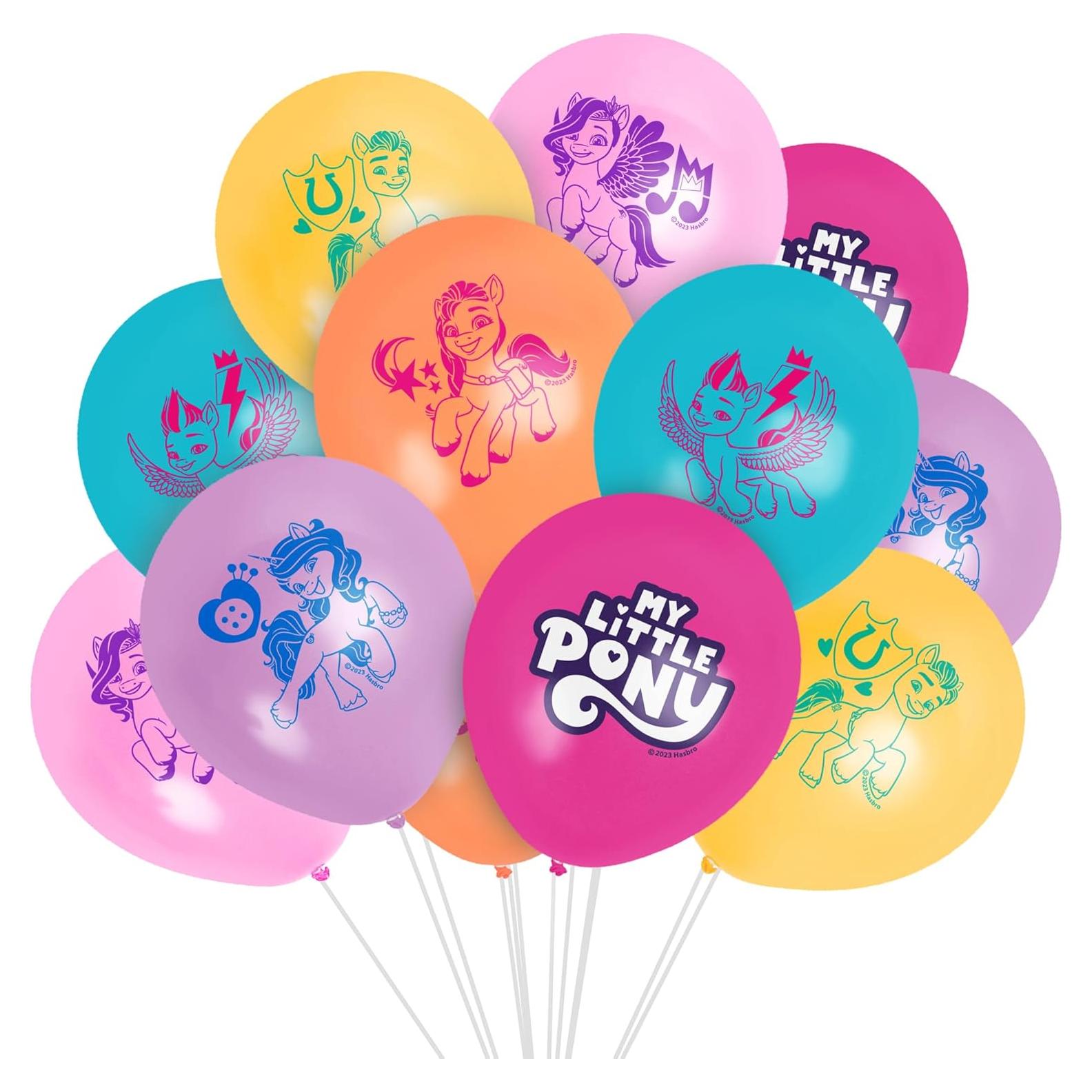 Suministros de Fiesta My Little Pony - Paquete de 12 Globos y Decoraciones