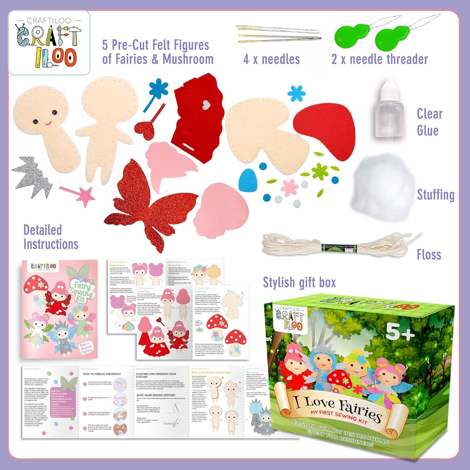Kit de Costura CRAFTILOO Hadas - 5 Proyectos para Niñas