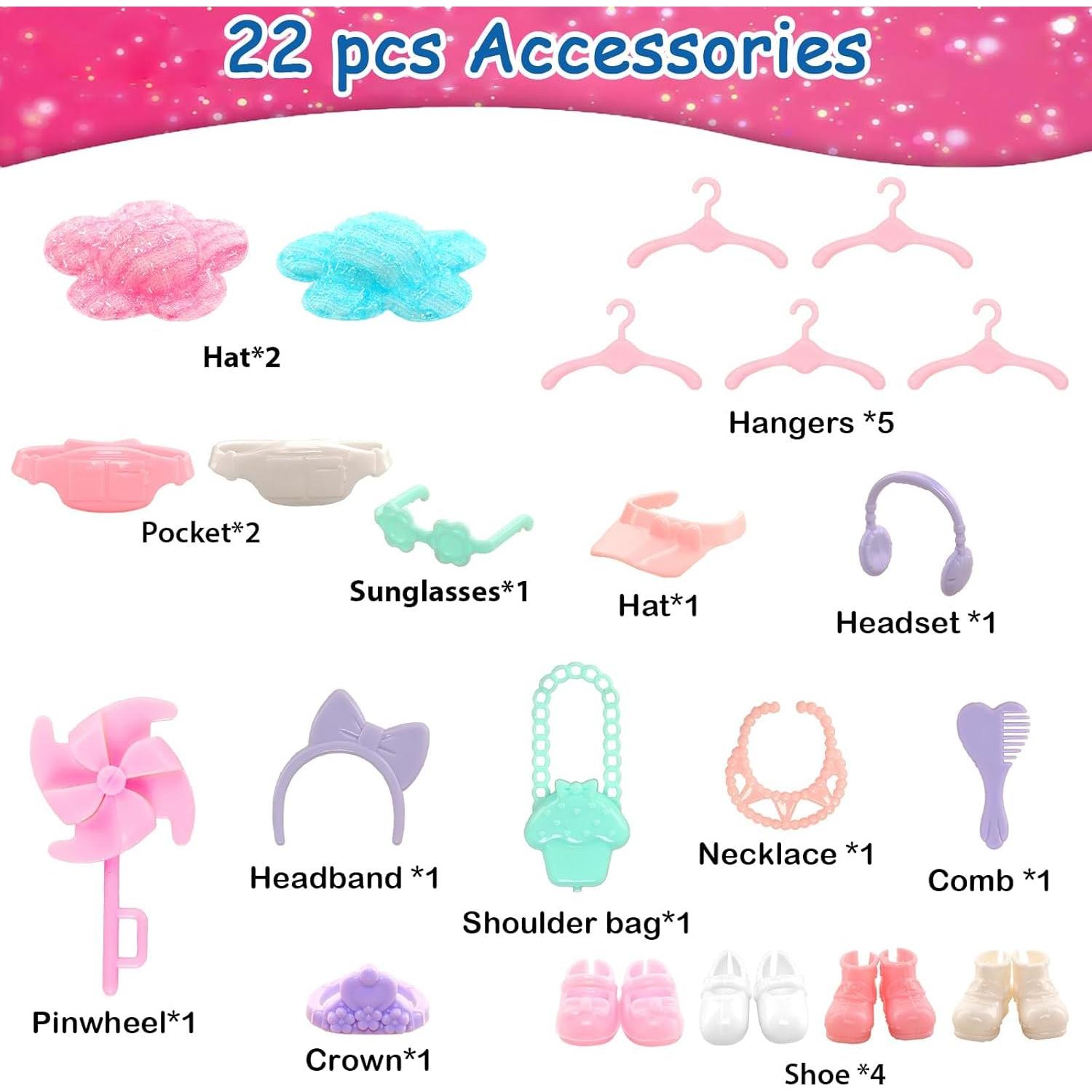 34 Piezas Ropa y Accesorios para Muñecas 5.3-6 Pulgadas