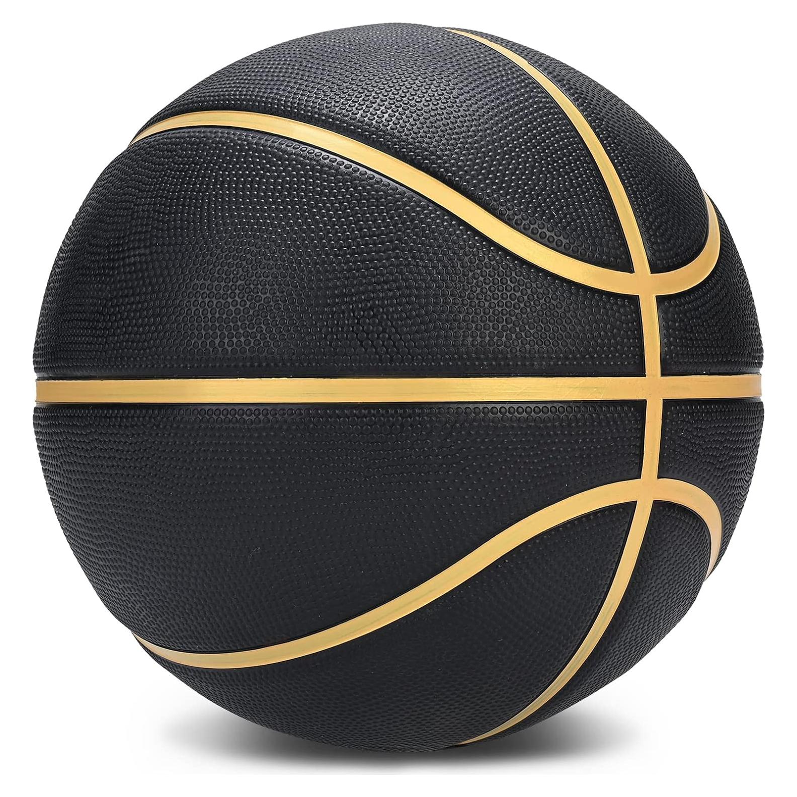 Balón de Baloncesto Tamaño 5 Dakapal Goma Negro y Dorado
