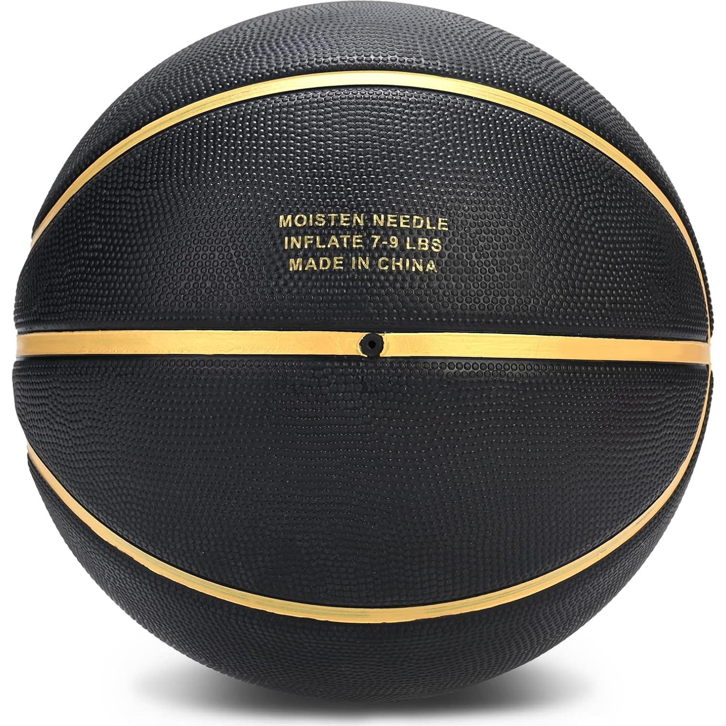 Balón de Baloncesto Tamaño 5 Dakapal Goma Negro y Dorado